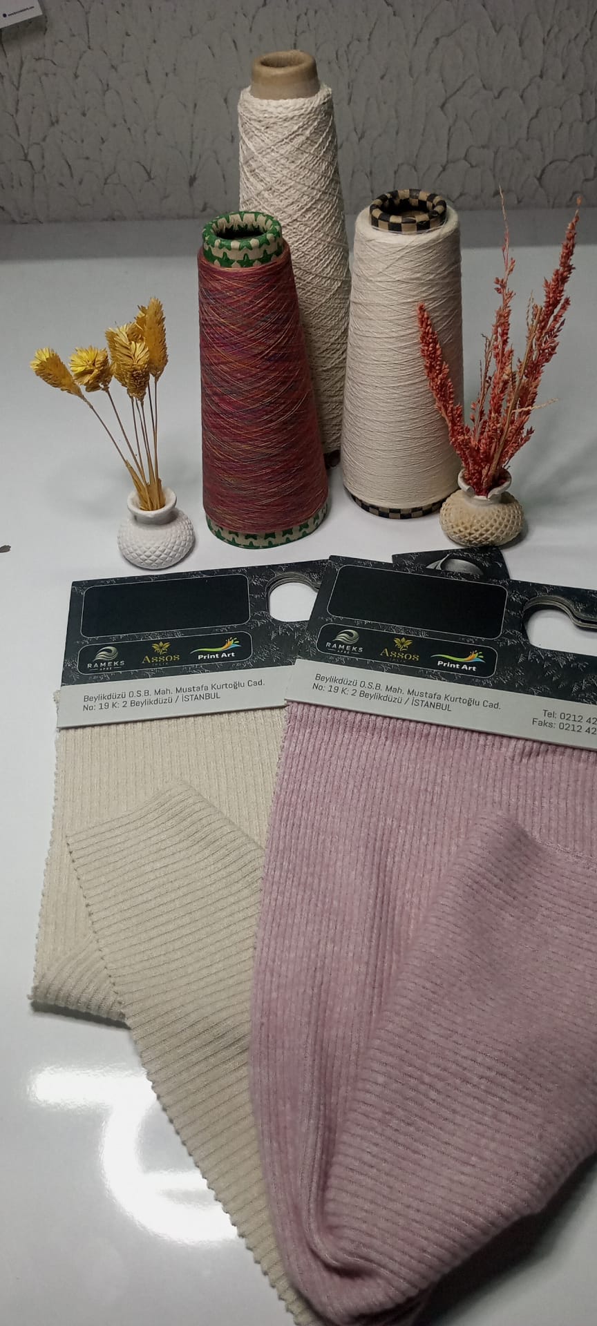 Örme Kumaş Kartela 1 – Ribana, Krem & Pembe